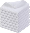 Kitinjoy 100% Cotton Kitchen Dish Cloths (12 X 12 Inches, White), 8 Pack Waffle Weave Ultra Soft Absorbent Dish Towels for Drying Dishes Quick Drying Kitchen Towels Dish Rags