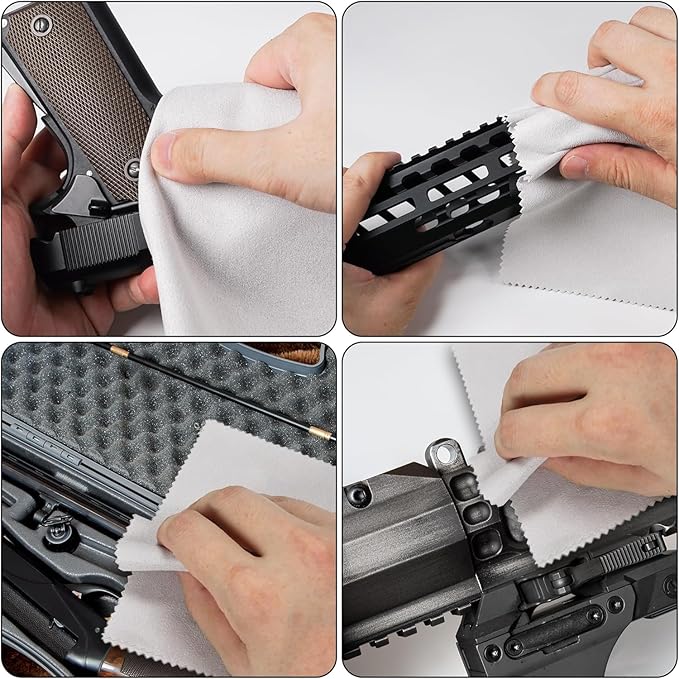 5PCS Gun Cleaning Cloth Rags12 x12 - Gray Gun Cloth Microfiber Towel Lint Free Gun Cloth, Gun Cleaning Wipes Great for All Gun Firearm Cleaning Cleaner Protection,Professional (Grey)