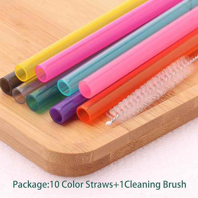 Dakoufish Replacement Straw for Stanley|Owala|Simple Modern 40oz 30oz Tumbler,10 Pack 12 Inch Reusable Straws With Cleaning Brush for Stanley Cup Accessorie,BPA Free,Dishwasher Safe (Mix Color)