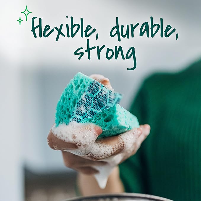 Scotch-Brite Odor Resist Heavy Duty Scrub Sponge, Dishwasher-Safe Kitchen sponges for Serious Scrubbing, Multipurpose Dish Sponge for Stuck-On Messes, 3 Scrubbing Sponges (Pack of 8)