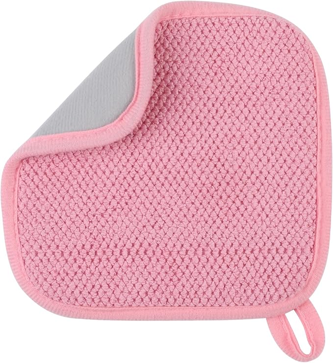 Microfiber Dish Drying Mat, Super Absorbent Kitchen Dish Drying Pad, Reversible for Countertop, 7*7 inch Pink