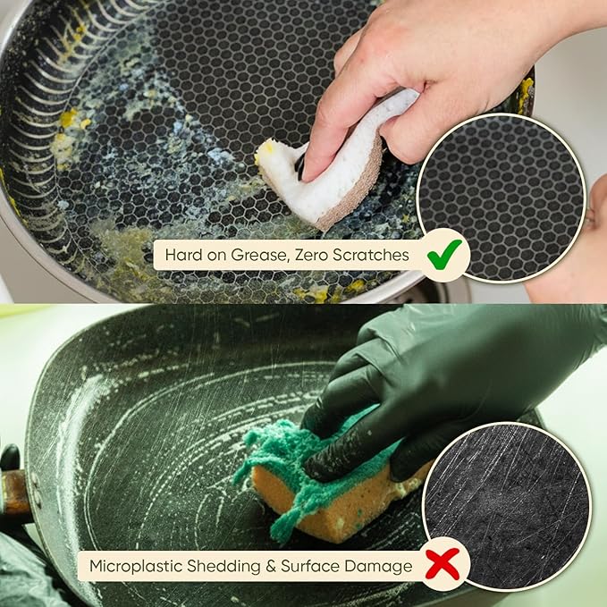 Plant-Based Kitchen Sponges (12 Pack) | FSC-Certified & PETA Approved | Natural Cellulose & Coconut Blend Scrubber Dish Sponges for Kitchen | S-Shaped Design | Eco-Friendly, Non-Scratch & Non-Toxic