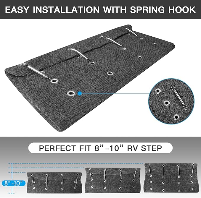 OKBA RV Step Covers,Camper Step Covers for 22 Inch RV Camper 8-10" Deep Radius Stairs Only - 3 Pack Gray Stair Rug Carpets