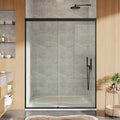 Sliding Shower Door, 44-48" Width x 72" Height, Bypass Single Sliding Design, 6mm (1/4") SGCC Tempered Glass, Brushed Nickel Finish with Matte Black Aluminum Alloy Track