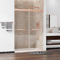 56"-59" W x 75" H Frameless Shower Door, Double Sliding Shower Door,5/16"(8mm) Clear Tempered Glass,Silent Soft-Close Design,Brushed Rose Gold