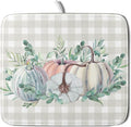 Fall Colorful Pumpkin Dish Drying Mat for Kitchen Counter,Green Leaves Drying Mat with Hanging Loop 16 x 18 Inch Microfiber Grey White Check Plaids Dish Drying Pad Dish Rack Drainer Mat for Coffee Bar