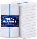 GREEN LIFESTYLE Blue Stripe Terry Kitchen Bar Mops 28 Oz- 16 X 19 inches, Highly Absorbent, Ultra-Light, and Durable, Pack of 12
