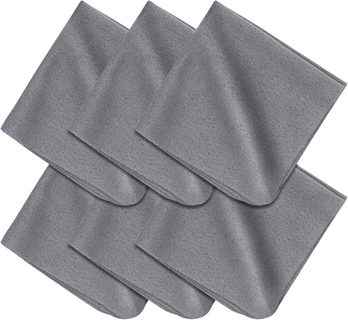 TENOC 6 Pack Microfiber Cleaning Cloths for Electronics, Camera Lenses, Eyeglasses, Cell Phone and Laptop Screens, Safe and Effective Wipe Kit, Gray (6"x6")