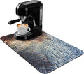 Tea Mat 24x16 Inch, Wood Grain Stump Design, Absorbent Hide Stain Rubber Backed Dish Drying Mat for Kitchen Counter, Mat for Countertops, Under Coffee Bar Station Maker Machine Pot Espresso Machine