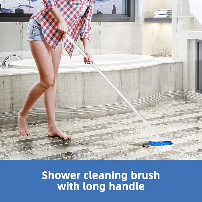 Qaestfy Bathtub Brush Refill Replacement Shower Tub and Tile Cleaning Lock in Place Scrub Brushes Head for Bathroom Wall Floor Scrubbing Compatiable with QAE008 & QAE002 Model QAE010