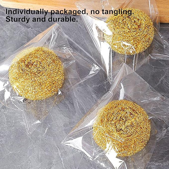 Copper Scouring Ball - Heavy Duty Copper Dish Scrubber, Gentle Non Scratch Cleaning Pad | Household Kitchen Cleaning Tools, Effective Pot, Pan, and Sink Scraper, Multipurpose Kitchen Tool for Baby Bot