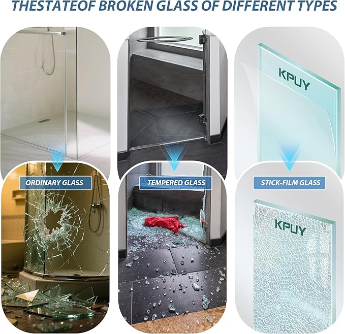 KPUY Frameless Shower Door, 61-66" W x 76" H Sliding Glass Shower Door, 1/4" (6mm) Thick Tempered Clear Glass with Explosion-Proof Film Nano Coating, Stainless Steel Hardware, Chrome