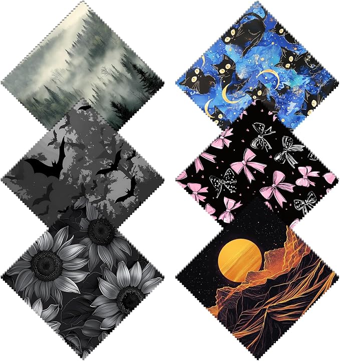 6 PCS Glasses Cleaning Cloth Eyeglass Lens Cleaning Cloth Eyeglasses Wipes Microfiber Reusable Soft for Phone Screens Camera Unisex Women Girls Cute Aesthetic (6.3"x6.3")-Black Sunflower