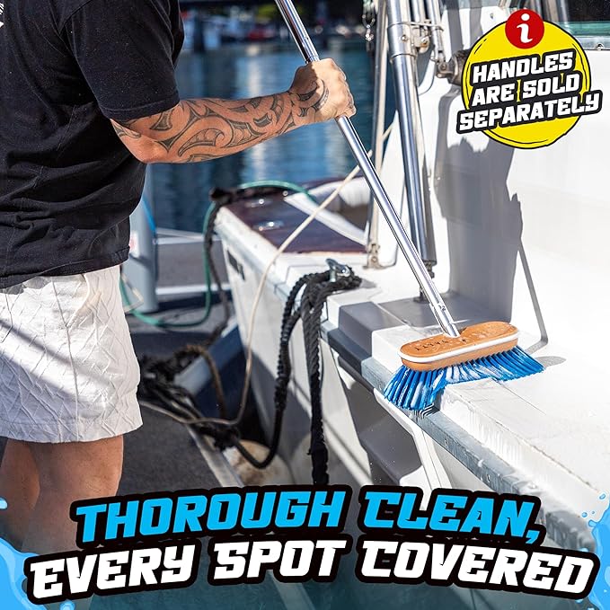 Salty Captain Medium Bristle Boat Deck Brush – Versatile Cleaning for Non-Skid, Fiberglass & Painted Surfaces – Durable Marine-Grade Design