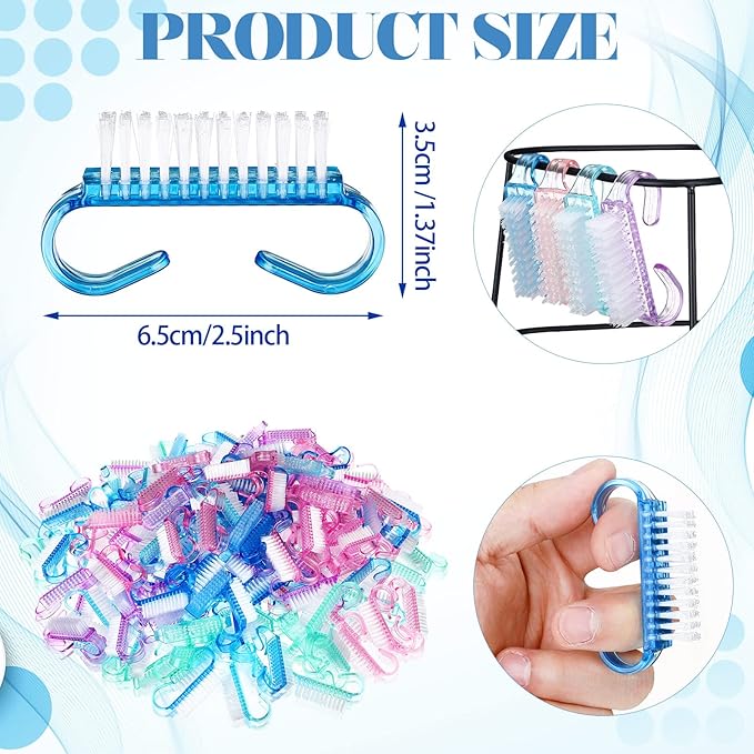 Bokon 400 Pcs Handle Grip Nail Brush Bulk Fingernail Scrub Brush for Toes and Nails Cleaner, Pedicure Scrubbing Tool Kit for Men and Women(Multicolor)