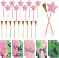 40 Pcs Princess and Witch Party Favors Include 10 Witch Broom Pencils 10 Pink Star Ballpoints 20 Mini Notebooks for Wizard Birthday Witch Halloween Party Supplies