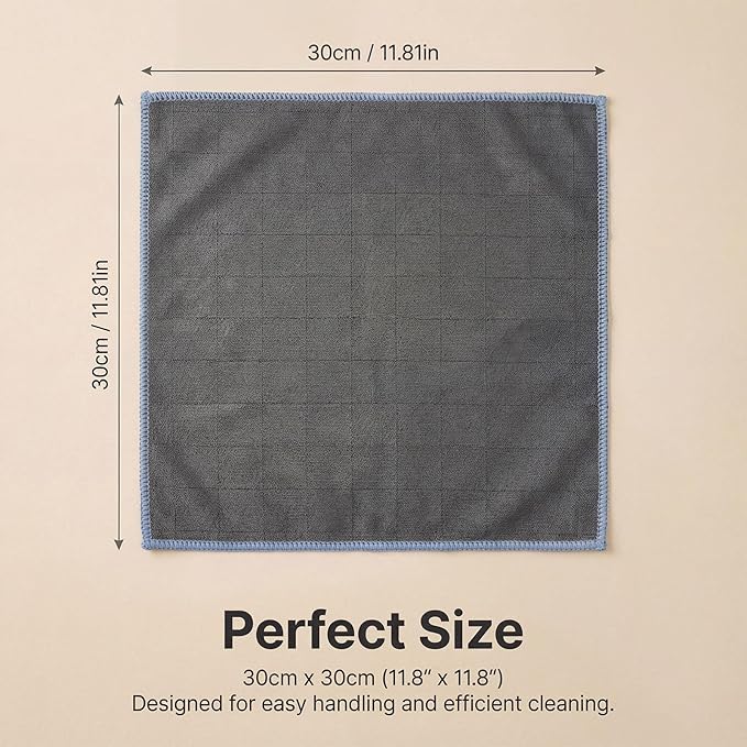Microfiber Magic Cleaning Cloth, 3 Pcs 12" x 12" Window Glass Cleaning Cloth Lint Free Quickly Clean Windows, Glasses, Windshields, Mirrors, Car for Home Kitchen Bathroom