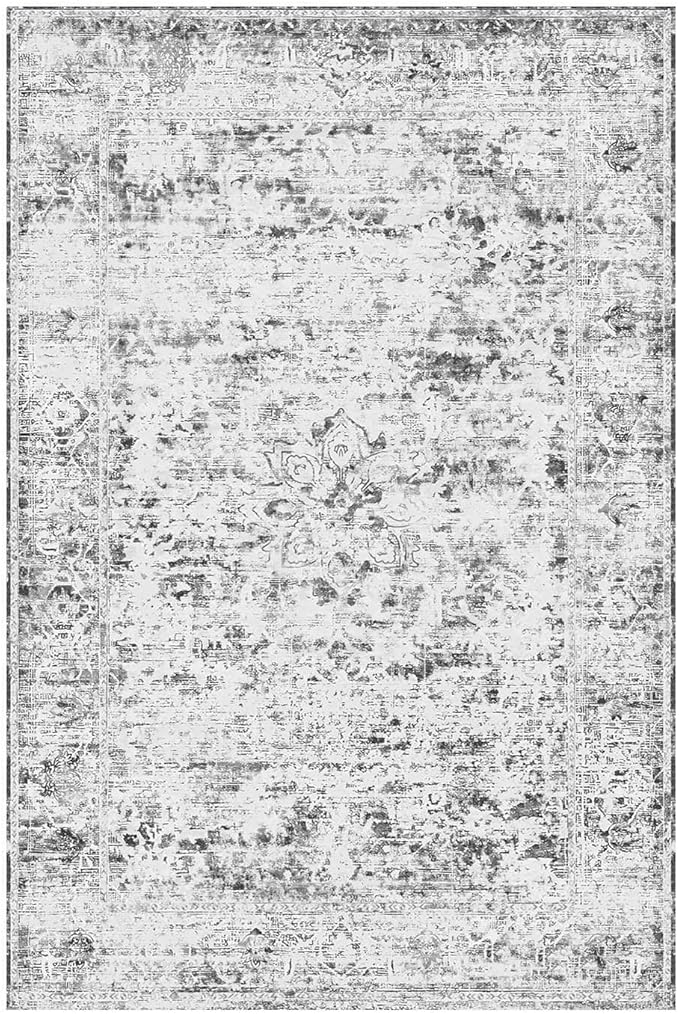 4x6 Area Rugs for Living Room, Bedroom, Grey Rugs, Small Washable Non Slip Entry Rugs, Vintage Boho Soft Indoor Rug for Nursery, Bathroom, Office