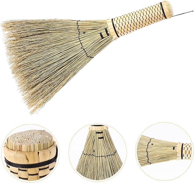 GLEAVI Handmade Woven Straw Broom 26cm Mini Soft Corn Broom for Home Cleaning Bedroom Sofa Carpet Dusting Household Sweeping Tool