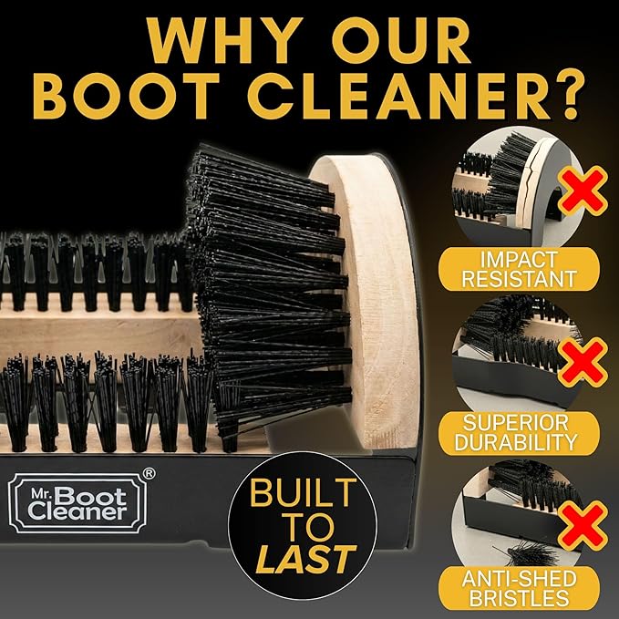 Heavy Duty Wooden Shoe Brush Cleaner Outdoor Floor Mount or Portable, Commercial Boot Scraper/Scrubber with Hardware
