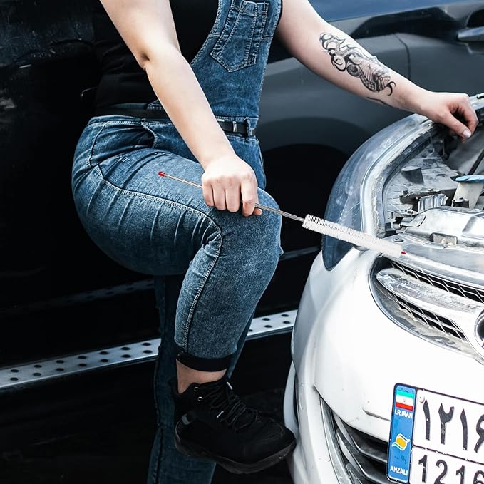 Car Radiator Cleaning Brush with Long Handle Auto Dusting Tool for Truck and Car Radiator Maintenance for Engine Heat Dissipation Fins and Vent Dust Removal
