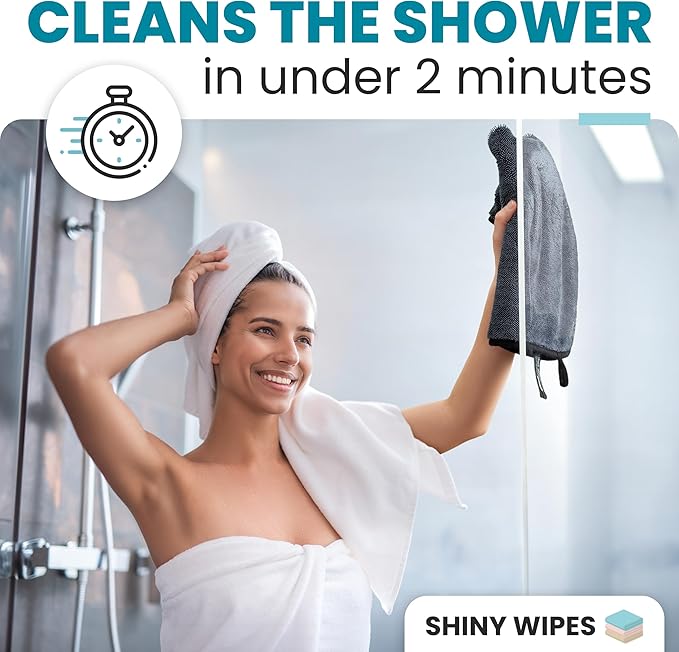 Shiny Wipes XL Drying Towel, The Original, Ultra Absorbent Twisted-Loop Design, Streak-Free Drying Towel, Shiny Wipes Shower Cleaning Cloths (7 Towel)