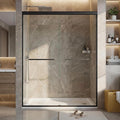 44-48" W x 72" H Semi-Frameless Shower Door, Double Sliding Glass Door with 5/16" (8mm) Clear Tempered Glass for Bathroom, Matte Black