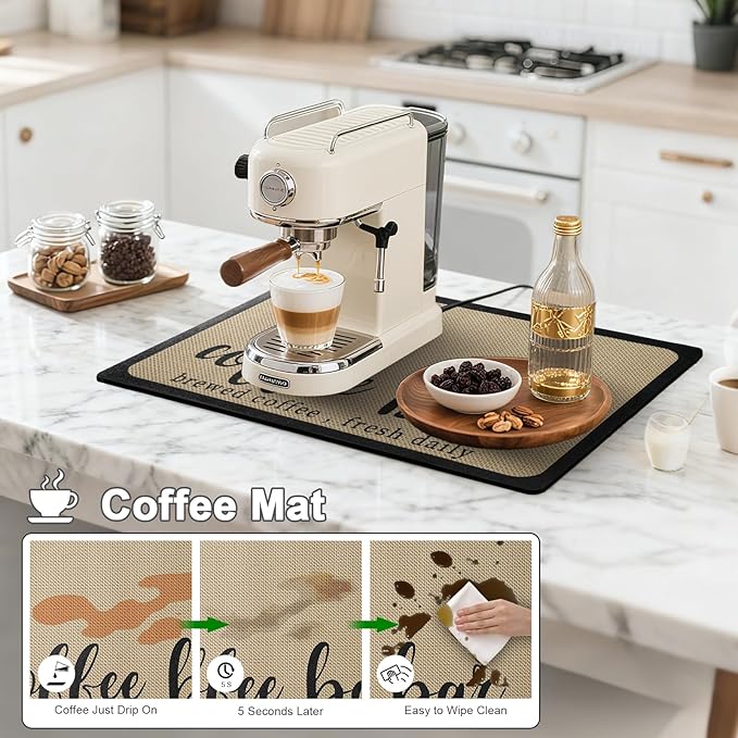 Dish Drying Mats for Kitchen Counter, Waterproof Coffee Mat for Countertop, Under Sink Mats, Coffee Bar Mat Accessories