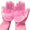 Reusable Cleaning Silicone Gloves with Scrubber Bristles for Dishwashing, Dog Pet Grooming & Car Wash (13.6" Large)
