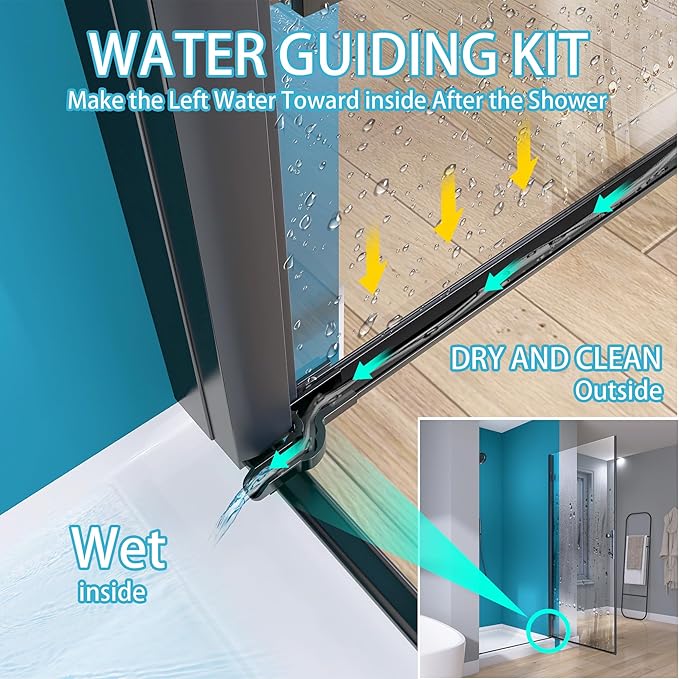 GETPRO Pivot Shower Door Hinged Frameless 32 in. W x 72 in. H Swing Single Small Shower Door 1/4 inch Tempered Glass Panel Adjustable Right Hinged Bathroom Door for Shower Matte Black Hardwares