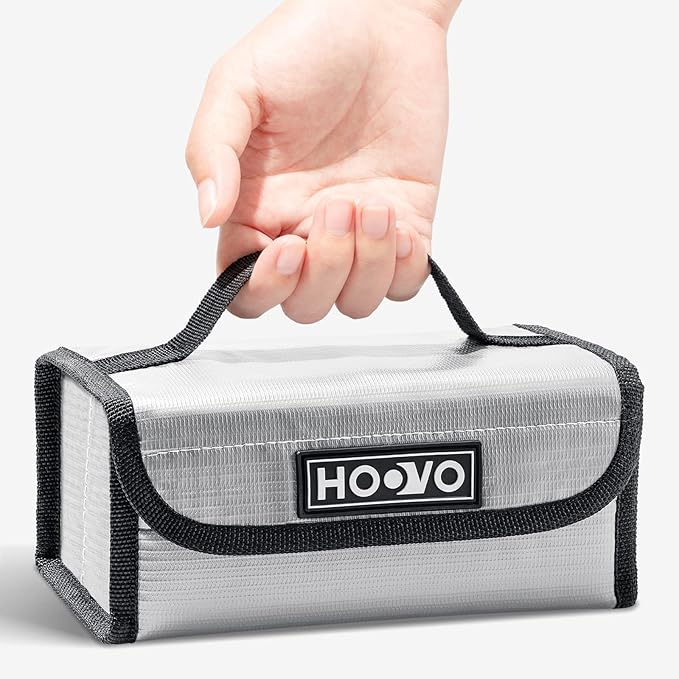 HOOVO Lipo Battery Bag - Fireproof & Explosionproof Storage Protector, Guard for DJI/RC Batteries - 2 Pack, Accommodates 4 Batteries