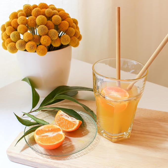 Bambaw Bamboo Straws Reusable With Cleaner Brush & Pouch, Eco-Friendly Dishwasher Safe, Pack of 12 - 5.9'' & 8.7''