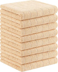 Homaxy 100% Cotton Terry Kitchen Towels(Apricot, 13 x 28 inches), Checkered Designed, Soft and Super Absorbent Dish Towels, 8 Pack