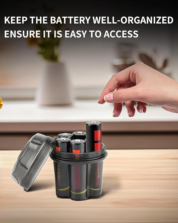 MecArmy B18 Battery Storage Box, Compact Case Organizer for 6 Batteries, Durable Polycarbonate, Shockproof & Water-Resistant holder container for Home, Travel, Camping, and Everyday Use - Black