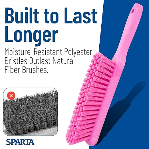 SPARTA Handheld Soft Counter Brush 8 Inch Bristle Span, Multi-Use Dust Brush with 5 Inch Handle for Tables, Countertops, and Delicate Surfaces, Polyester, Pink