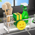 Sponge Holder for Kitchen Sink,Sink Caddy with Removable Dish Brush Holder,Self-Draining Kitchen Countertop Organizers and Storage Essentials,Soap Dispenser Organize and Home Decor-Silver