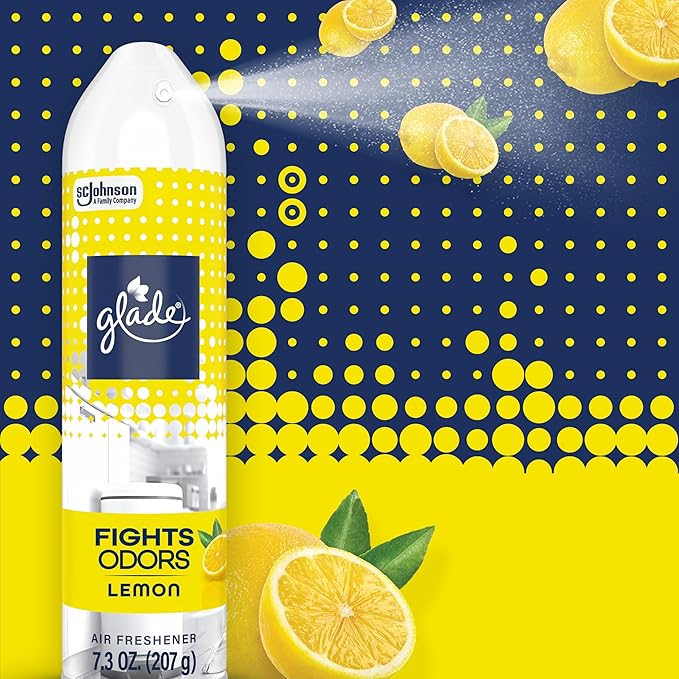 Glade Air Freshener Room Spray, Lemon, Odor Fighting to Deliver Long Lasting Freshness, 7.3 Oz, 6 Count