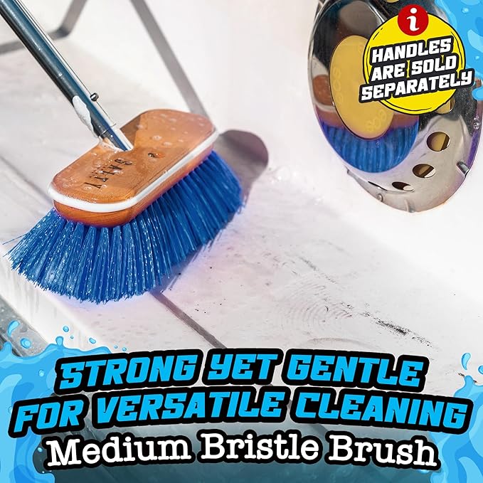 Salty Captain Medium Bristle Boat Deck Brush – Versatile Cleaning for Non-Skid, Fiberglass & Painted Surfaces – Durable Marine-Grade Design