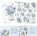 Floral Swedish Dishcloths for Kitchen, 6 Pack Blue Hydrangea Reusable Dish Paper Hand Towels Housewarming Gifts, Spring Absorbent Dish Rags for Home Cooking Cleaning