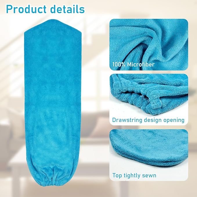 4 PCS Ceiling Fan Duster Kits,100% Microfibre Fan Blade Cleaner for high Ceiling Fan Blades.Machine Washable and Reusable,Includes 2 Ceiling Fan dusters and 2 Microfibre Towels (Blue)