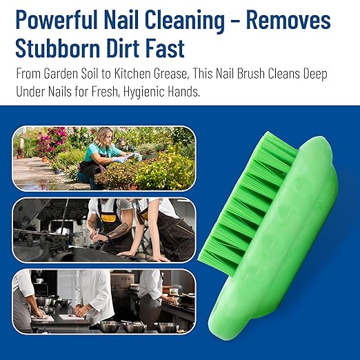 SPARTA Nail Scrub Brush Commercial-Grade, Heavy-Duty Hand and Fingernail Brush with Stiff Bristles for Gardeners, Mechanics, And Foodservice Personnel, Plastic, 5 Inches, Lime
