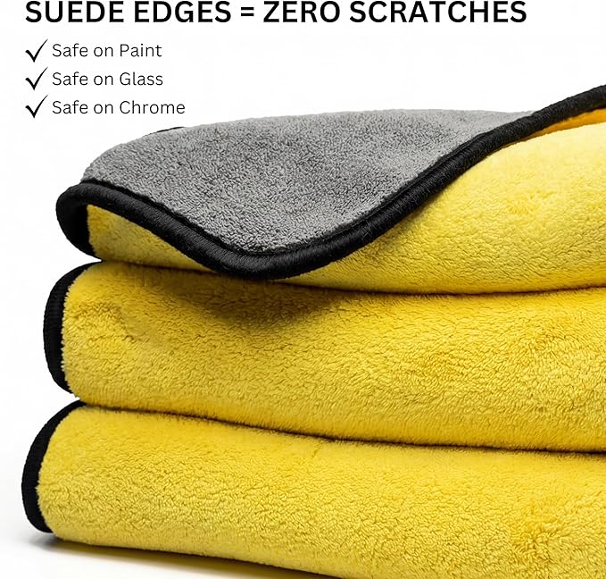 The Pro Stuff® Car Detailing Microfiber Towels - 600 GSM Thick Plush Auto Towels | Super Soft Dual-Sided for Cleaning, Washing, Buffing | Tagless, Scratch-Free, Lint Free Cloth (16"x16") | 12 Pack