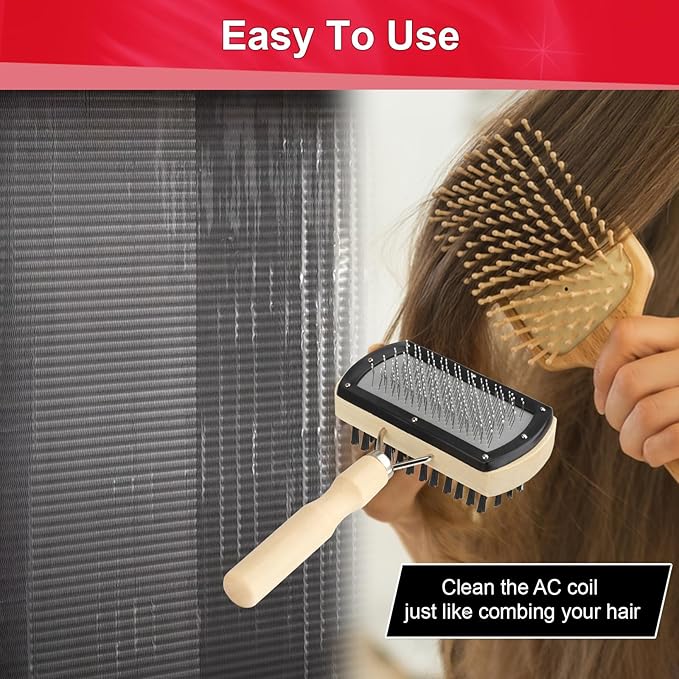 Coil Cleaner Brush for AC, Double Sided Air Conditioner Coil Cleaning Brush for HVAC Evaporator Condenser Fin, Easy to Use Effectively Cleaning