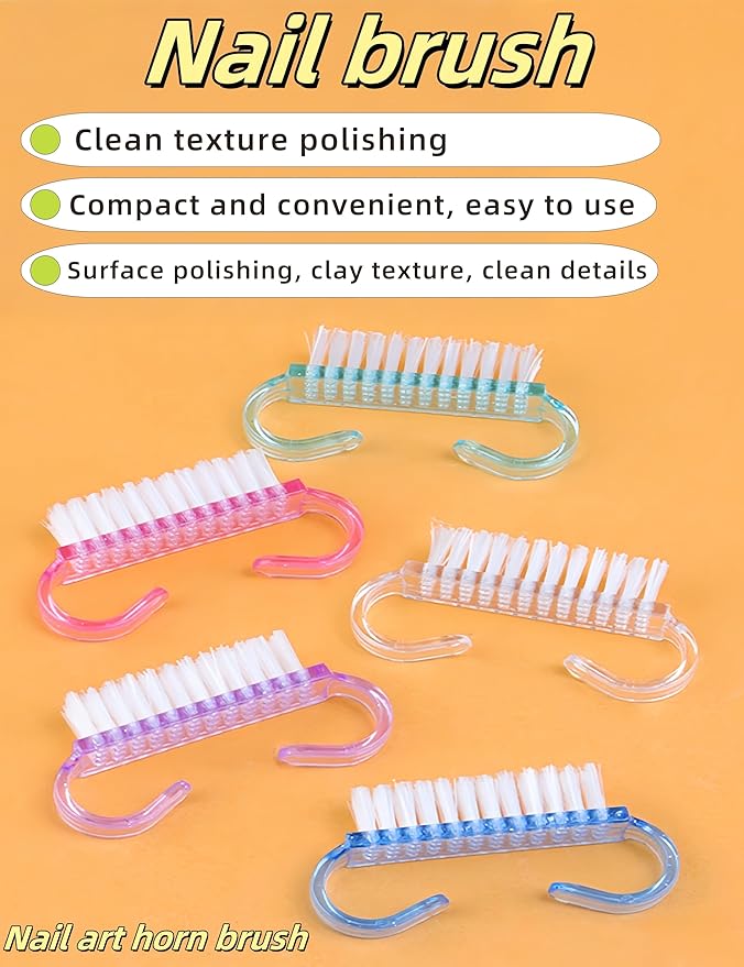 luvilly4 Pack Handle Grip Nail Brush, Nail Brush for Cleaning Fingernails, Pedicure Brushes for Toes and Nails Men Women（2Blue+2Green）