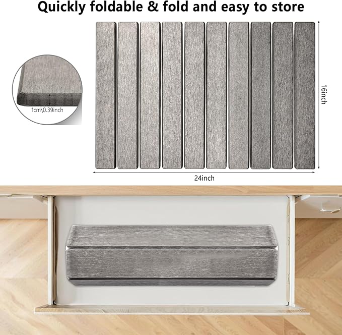 Large Stone Dish Drying Mat for Kitchen Counter, Stone Drying Mat for Kitchen Counter, Quick Dry Absorbent Diatomaceous Earth Mat for Dishes, Cups, Bottles, Any Countertop, 24"×16", Gray