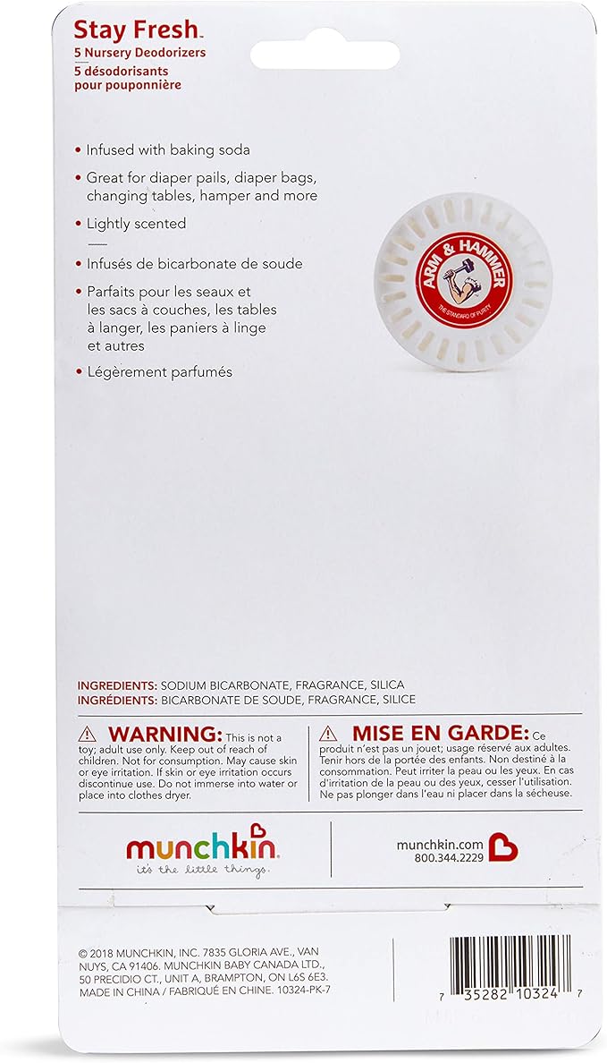 Munchkin Arm and Hammer Nursery Fresheners, Assorted Scents of Lavender or Citrus, Green 60 Count, Pack of 12