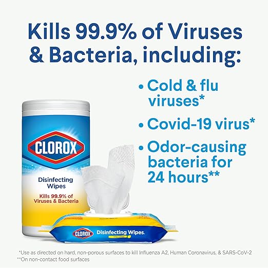Clorox 30112 Disinfecting Wipe, Fresh/Lemon Fresh Scent (525 Count)