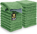 Mordimy 18 Pack Kitchen Cloths Dish Towels (10" x 10", Dark Grey & Grass Green), Super Soft and Absorbent Dish Cloths, Coral Velvet Microfiber Cleaning Cloth, Nonstick Oil Fast Dry Dishcloths