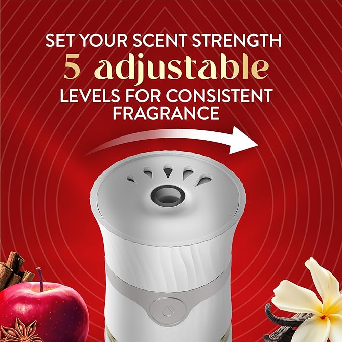 Air Wick Vibrant Plug In Scented Oil Refill,Infused with Essential Oils,Plug In Air Fresheners for Home,Fall Scent,Fall Décor,Warm Apple & Cinnamon,5 ct,(Pack of 2)