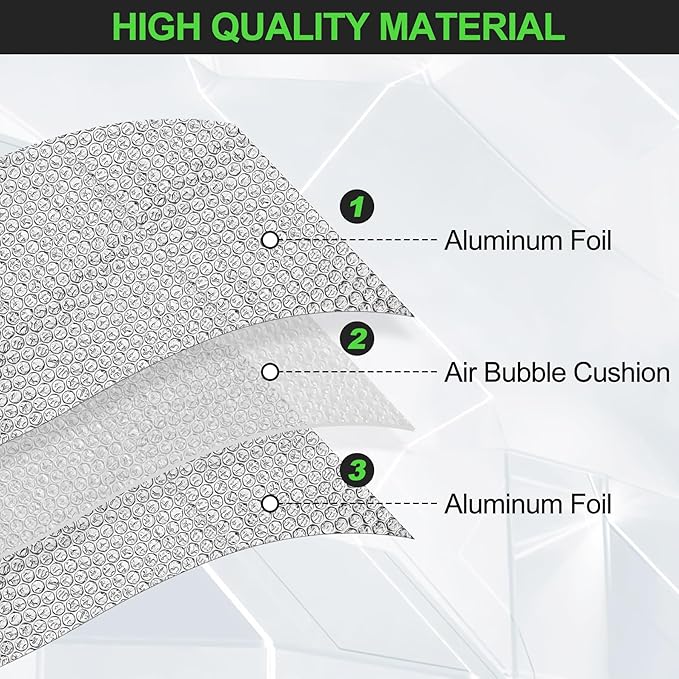 Reflective Insulation Roll 59inch x 10Ft Double Bubble Reflective Aluminum Foil Wrap Insulating Sheet Thermal Shield Radiant Barrier for Winter RV Window Thermal Cold Insulation Summer Heat - Silver
